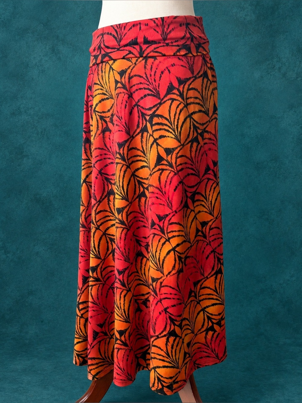 Vintage Allison Taylor Red and Orange Maxi Skirt